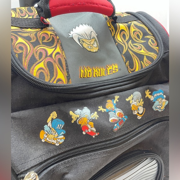 Vintage No Rules Rolling Backpack 90's Skater Raver Bag NR Bookbag Red Black - Picture 2 of 9